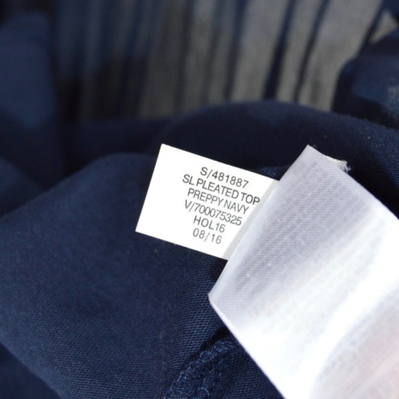 Banana Republic Navy Blue Ribbed Pleated Front V Neck Swing Tank XS - Picture 7 of 8